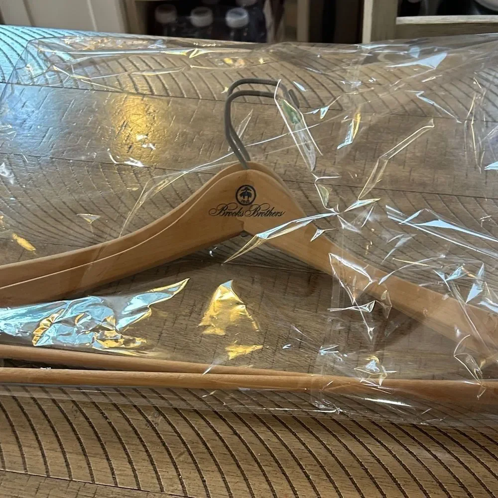 Brooks Brothers Light Tan Tongue and Groove Wooden Hangers